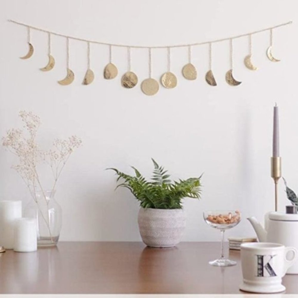 Anthro Handmade Moon Phase Wall Hanging Decor